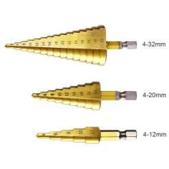 COOFIX Perceuse à Gradins Poinçon De Centre Perceuse à Bois à Trois Pointes Coupe-bouchon à Bois Jeu De Combinaisons De Chanfreins à Cinq Bords