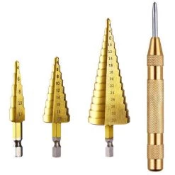 COOFIX Perceuse à Gradins Poinçon De Centre Perceuse à Bois à Trois Pointes Coupe-bouchon à Bois Jeu De Combinaisons De Chanfreins à Cinq Bords -Perceuse Soldes 2022 35909725 5