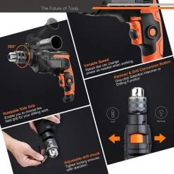 TACKLIFE Perceuse à Percussion, Perceuse à Fil 850W 3000RPM Avec 15 Forets Set, Vitesse Variable, Mode Marteau Et 2 Fonctions En 1, Adaptée Au Bois, Acier, Béton-PID03B -Perceuse Soldes 2022 36259050 4