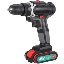 48V 520N.m.?Perceuse-visseuse électrique Brossée Sans Fil à Couple élevé Chuck 3/8 "Lampe De Travail à DEL Variable à 2 Vitesses Avec 1 Batterie (prise UE) Coxolo