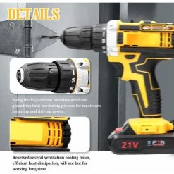 HAPPYSHOPPING Moteur De Brosse De Perceuse Electrique Sans Fil 21V Reglage De 2 Vitesses 18 Vitesses De Couple De Perceuse De Trous Reglables, Modele: EU Plug 1pcs Battery - Modele: EU Plug 1pcs Batterie 11 HAPPYSHOPPING Moteur De Brosse De Perceuse Electrique Sans Fil 21V Reglage De 2 Vitesses 18 Vitesses De Couple De Perceuse De Trous Reglables, Modele: EU Plug 1pcs Battery - Modele: EU Plug 1pcs Batterie -Perceuse Soldes 2022 36608688 5