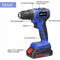 ASUPERMALL Foret Electrique Multifonctionnement Domestique 2 Modes De Controle De Vitesse Reglage Des Moyens De Rotation 21 Engrenages De Tension Ajustable Mini Tournevis, Deux Batterie - Deux Batterie -Perceuse Soldes 2022 36711995 5