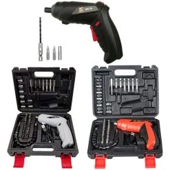 ASUPERMALL Tournevis Electrique Sans Fil 3,6 Volt Avec Lumiere Led / Reglable 2 Poignee De Position Rechargeable A Vis Et Bits, Boite En Plastique Gris De 47 Pcs, Non Encapsule - Boite En Plastique Gris De 47 Pcs, Non Encapsule -Perceuse Soldes 2022 36744794 5