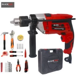 BLACKPINE - Perceuse Percussion, 30pcs Kit D'accessoires, Perceuse à Percussion 850W 3000R/PM, Perforateur Taille De Mandrin 0-13mm