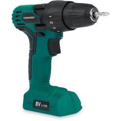 VONROC Perceuse Sans Fil 8V - Lampe LED, Mandrin 0,8 à10mm - Chargeur Et Double Embout De Vissage 50mm Inclus (Batterie Intégrée)