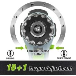 WORKPRO Perceuse Visseuse Sans Fil 20V Avec Mandrin 3/8’’, 2 Vitesses, Réglage De Couple 18 + 1, Charge Rapide 1H, Visseuse Devisseuse Avec Batterie Au Lithium-ion 2,0Ah Et 16 Accessoirs -Perceuse Soldes 2022 37819988 4