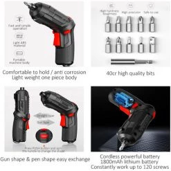 ASUPERMALL 47Pcs Ensemble De Tournevis Electrique 3.6V Kit De Tournevis Pour Perceuse Electrique Sans Fil Outil De Reparation Portable Outils Electriques De Haute Precision Tournevis Electrique Pliable Pour La Reparation De Tables De Meubles -Perceuse Soldes 2022 37871412 3