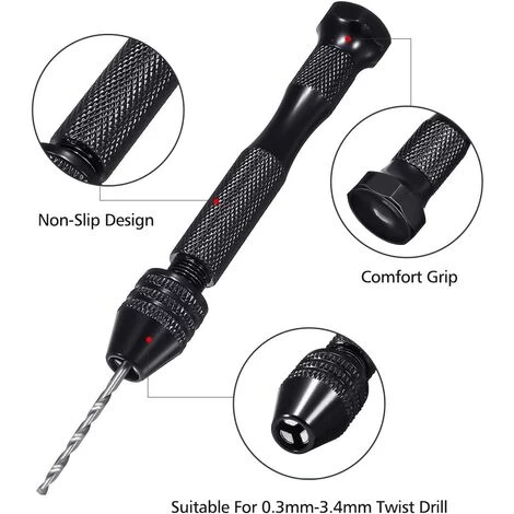 ECHOO 26 PCS Perceuse à Main - Mini Perceuse à Main De Precision Aluminum Mandrin Sans Clé +25 Foret Fraise Twist 0.5-3.0mm 6 ECHOO 26 PCS Perceuse à Main - Mini Perceuse à Main De Precision Aluminum Mandrin Sans Clé +25 Foret Fraise Twist 0.5-3.0mm – Image 4