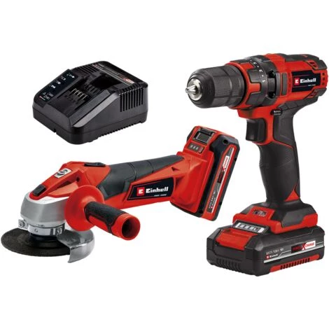 Einhell Kit D’outils Sans Fil TC-TK 18 Li Kit - Power X-Change (18V, Perceuse-visseuse TC-CD 18/35 Li + Meuleuse D’angle TC-AG 18/115 Li) Livré Avec Batteries 1,5 Ah Et 3,0 Ah Et Chargeur) 3 Einhell Kit D’outils Sans Fil TC-TK 18 Li Kit - Power X-Change (18V, Perceuse-visseuse TC-CD 18/35 Li + Meuleuse D’angle TC-AG 18/115 Li) Livré Avec Batteries 1,5 Ah Et 3,0 Ah Et Chargeur)