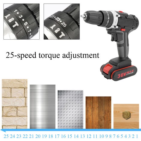 ASUPERMALL Perceuse Sans Fil D'Impact Multifonctionnel Multifonctionnel De 36V Batterie Au Lithium Haute Puissance De La Batterie Rechargeable Sans Fil Accueil Diy Electric Power Outils 7 ASUPERMALL Perceuse Sans Fil D'Impact Multifonctionnel Multifonctionnel De 36V Batterie Au Lithium Haute Puissance De La Batterie Rechargeable Sans Fil Accueil Diy Electric Power Outils – Image 5