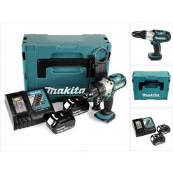 Makita DHP 451 RTJ Perceuse Visseuse à Percussion Sans Fil 18 V Li-Ion, 3 Vitesses + 2x Batteries 5,0 Ah + Chargeur Rapide + Makpac -Perceuse Soldes 2022 39807958 5