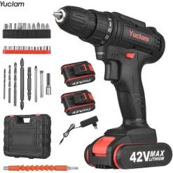 ASUPERMALL Tournevis Sans Fil Yuclam Tournevis Electrique Tournevis A Deux Vitesses Avec Lumiere Led 25 + 1 Arbre Flexible Tule 2 Piles De Chuck De 3/8 Pouces De Chruck 50Nm Tournevis De Puissance Pour L'Assemblage De Meubles Maison Diy Projet -Perceuse Soldes 2022 40276368 3