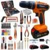 GISAM Perceuse Visseuse Sans Fil 21V Batterie Avec Boîte à Outils D'accessoires 61pcs -Perceuse Soldes 2022 41322450 1