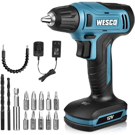 WESCOTOOLS 12V Perceuse Sans Fil, Vitesse Variable 0-850 Tr/min Avec 13Pcs Accessories WS2551K 3 WESCOTOOLS 12V Perceuse Sans Fil, Vitesse Variable 0-850 Tr/min Avec 13Pcs Accessories WS2551K