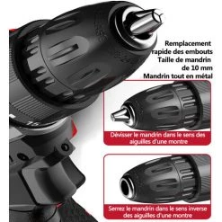 MERKMAK Perceuse Visseuse A Percussion Sans Fil 0-1200RPM 70NM Avec 2 Batterie 25V 5000mAh 53 Accessoires Boite En Plastique Pour Au Beton Metal Bois 10 MERKMAK Perceuse Visseuse A Percussion Sans Fil 0-1200RPM 70NM Avec 2 Batterie 25V 5000mAh 53 Accessoires Boite En Plastique Pour Au Beton Metal Bois -Perceuse Soldes 2022 42506039 4