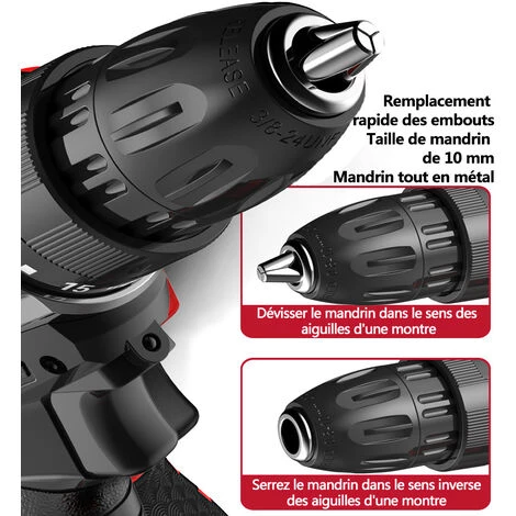 MERKMAK Perceuse Visseuse A Percussion Sans Fil 0-1200RPM 70NM Avec 2 Batterie 25V 5000mAh 53 Accessoires Boite En Plastique Pour Au Beton Metal Bois 6 MERKMAK Perceuse Visseuse A Percussion Sans Fil 0-1200RPM 70NM Avec 2 Batterie 25V 5000mAh 53 Accessoires Boite En Plastique Pour Au Beton Metal Bois – Image 4