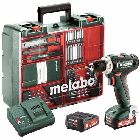 METABO® Metabo Perceuse Batterie 12V PowerMaxx BS 12 Set / 2x Batterie 2.0 Ah Atelier Mobile 3 METABO® Metabo Perceuse Batterie 12V PowerMaxx BS 12 Set / 2x Batterie 2.0 Ah Atelier Mobile