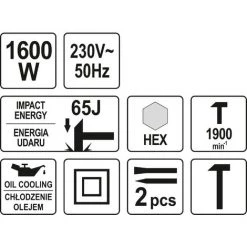 YATO Marteau Piqueur | 1600W | 230V | 65J | Refroidissement à L'huile -Perceuse Soldes 2022 44192707 5