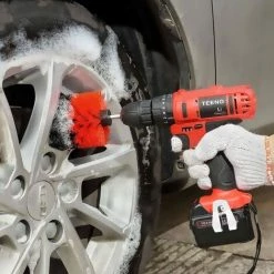 TEENO Perceuse Visseuse A Percussion Sans Fil 21V 21 Accessoires Inclus (4 Brosses Dans Le Kit De Nettoyage) - Rouge -Perceuse Soldes 2022 44260277 3