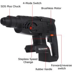 Perceuse Visseuse Electrique Sans Fil 0-4800/min Noir Pour Matika 68V(Batterie Non Incluse) Jmax -Perceuse Soldes 2022 44650516 3
