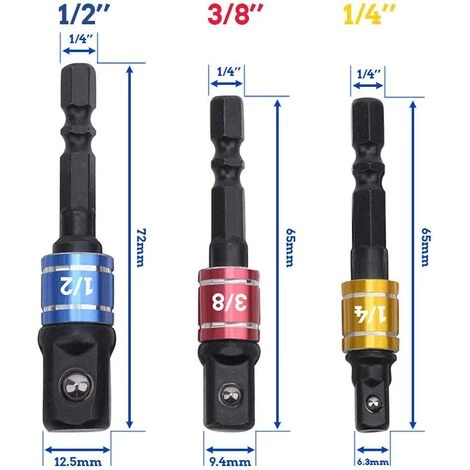 Carré,Adaptateur Porte Douilles 1/4" 3/8" 1/2" Adaptateur Porte Douille Pour Visseuse à Choc Adaptateur Porte Douille Visseuse A Choc Prise Perceuse Visseuse Jeu De Rallonges Colorés GrooFoo 4 Carré,Adaptateur Porte Douilles 1/4" 3/8" 1/2" Adaptateur Porte Douille Pour Visseuse à Choc Adaptateur Porte Douille Visseuse A Choc Prise Perceuse Visseuse Jeu De Rallonges Colorés GrooFoo – Image 2