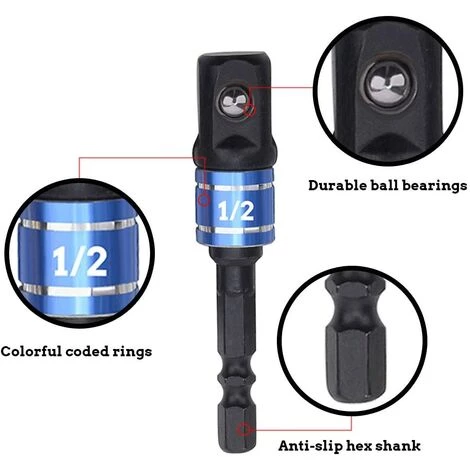 Carré,Adaptateur Porte Douilles 1/4" 3/8" 1/2" Adaptateur Porte Douille Pour Visseuse à Choc Adaptateur Porte Douille Visseuse A Choc Prise Perceuse Visseuse Jeu De Rallonges Colorés GrooFoo 5 Carré,Adaptateur Porte Douilles 1/4" 3/8" 1/2" Adaptateur Porte Douille Pour Visseuse à Choc Adaptateur Porte Douille Visseuse A Choc Prise Perceuse Visseuse Jeu De Rallonges Colorés GrooFoo – Image 3