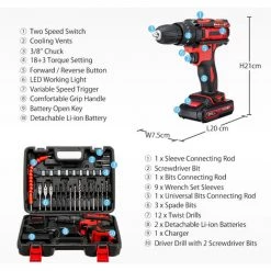 TIGA Mensela 3 En 1 Perceuse-visseuse Clé à Choc Sans Fil 21V + 2 Batteries + 1 Chargeur + Accessoires En Coffret -Perceuse Soldes 2022 45104081 5