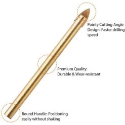 HAPPYSHOPPING Ensemble De 10 Forets Avec Tige Ronde De 6 Mm 1/4 Pouce Pour Outil De Perçage De Mur De Beton Et De Briques De Marbre Et De Ceramique De Verre, Modele: Or -Perceuse Soldes 2022 45565447 4