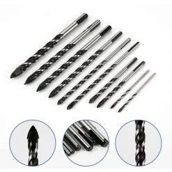 HAPPYSHOPPING Forets A Maçonnerie 10PCS Pour Carrelage Brique Verre Plastique Porcelaine Marbre Bois Ceramique Miroir Mural Avec 5 6 8 10 12mm Noir, Modele: Noir -Perceuse Soldes 2022 45565612 2