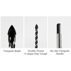 HAPPYSHOPPING Forets A Maçonnerie 10PCS Pour Carrelage Brique Verre Plastique Porcelaine Marbre Bois Ceramique Miroir Mural Avec 5 6 8 10 12mm Noir, Modele: Noir -Perceuse Soldes 2022 45565612 3