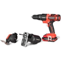 Outil Multifonction Sans Fil 20V 3-en-1, Scie Sauteuse, Grattoir, Perceuse Et Tournevis, Batterie 2.0Ah Et Chargeur Inclus - Greencut MH202-3 -Perceuse Soldes 2022 45611529 3