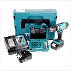 Makita DHP 453 RFJ Perceuse Visseuse à Percussion Sans Fil 18V 42Nm + 2x Batteries 3 Ah + Chargeur + Coffret MAKPAC + Meches Et Forets, 60 Pcs. -Perceuse Soldes 2022 46151589 3