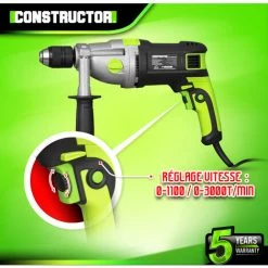CONSTRUCTOR Perceuse à Percussion 1050W Mandrin Auto. 13mm -Perceuse Soldes 2022 4630774 3