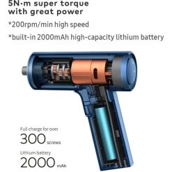 Tournevis Electrique Hoto Set W / 10Pcs S2 Bit / Led Kit De Tournevis Electrique Sans Fil Pour Le Travail De Bois Bricolage, Bleu -Perceuse Soldes 2022 46313431 3