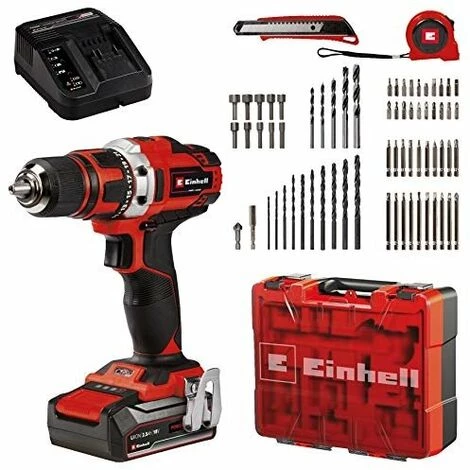 EINHELL KIT PERCEUSE-VISSEUSE SANS FIL TE-CD 18/40 LI +69 POWER X-CHANGE (LITHIUM-ION, 18 V, 2 VITESSES, 40 NM, VENDU AVEC 1X 2. 3 EINHELL KIT PERCEUSE-VISSEUSE SANS FIL TE-CD 18/40 LI +69 POWER X-CHANGE (LITHIUM-ION, 18 V, 2 VITESSES, 40 NM, VENDU AVEC 1X 2.