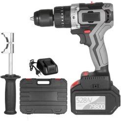 SUPERSELLER Perceuse Moteur Industriel Sans Pinceau De Forage Au Lithium - EU Plug Avec 1 Batterie 6.0Ah -Perceuse Soldes 2022 46772466 2