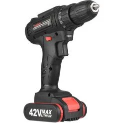 SUPERSELLER Perceuse 42V Tournevis électrique Portatif Sans Fil Perceuse électrique Au Lithium à Double Vitesse 25 + 1 Couple R églé Avec Lampe LED 450 - 1450r / Min 25 - 50n.m Couple - EU Plug & 2 Batteries -Perceuse Soldes 2022 46772474 2