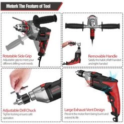 METERK Perceuse Ensemble De Perceuse à Percussion 950W, -Perceuse Soldes 2022 46772599 4