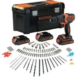 BLACK & DECKER BLACK+DECKER BDCHD181B3A Perceuse à Percussion 18V - Jeu D'accessoires 120 Pcs