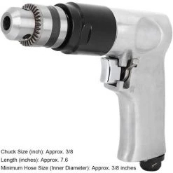 Perceuse à Air Réversible 3/8 Pouces, 1800 RPMS Tournevis Pneumatique à Vitesse De Rotation élevée Outils De Perforation De Perçage D'engrenages Avec Clé De Mandrin Et Connecteur,Irisfr(1pcs) -Perceuse Soldes 2022 47025829 4