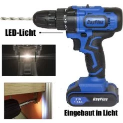DAY PLUS Perceuse Sans Fil 21 V Avec Fonction Magnétique Tête De Marteau, 1 Batterie 1,5 Ah, 45 Nm 18 + 1 Réglages De Couple Perceuse Sans Fil Tournevis Sans Fil 2 Vitesses Ensemble D'accessoires De 29 Pièces -Perceuse Soldes 2022 47158756 3
