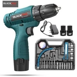 BLACKPINE - Perceuse Visseuse Tournevis Sans Fil 2 X 12V 1300mAh Batteries Lithium + 22 Accessoires + Caisse Portable