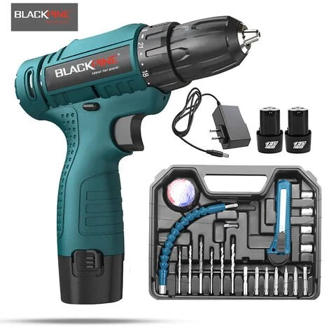 BLACKPINE - Perceuse Visseuse Tournevis Sans Fil 2 X 12V 1300mAh Batteries Lithium + 22 Accessoires + Caisse Portable 3 BLACKPINE - Perceuse Visseuse Tournevis Sans Fil 2 X 12V 1300mAh Batteries Lithium + 22 Accessoires + Caisse Portable