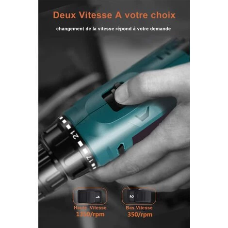 BLACKPINE - Perceuse Visseuse Tournevis Sans Fil 2 X 12V 1300mAh Batteries Lithium + 22 Accessoires + Caisse Portable 5 BLACKPINE - Perceuse Visseuse Tournevis Sans Fil 2 X 12V 1300mAh Batteries Lithium + 22 Accessoires + Caisse Portable – Image 3