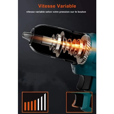 BLACKPINE - Perceuse Visseuse Tournevis Sans Fil 2 X 12V 1300mAh Batteries Lithium + 22 Accessoires + Caisse Portable 6 BLACKPINE - Perceuse Visseuse Tournevis Sans Fil 2 X 12V 1300mAh Batteries Lithium + 22 Accessoires + Caisse Portable – Image 4