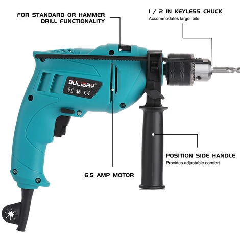 OULIGAY Perceuse à Percussion, Visseuse à Percussion électrique 910W, Avec 4 Accessoires 5 OULIGAY Perceuse à Percussion, Visseuse à Percussion électrique 910W, Avec 4 Accessoires – Image 3