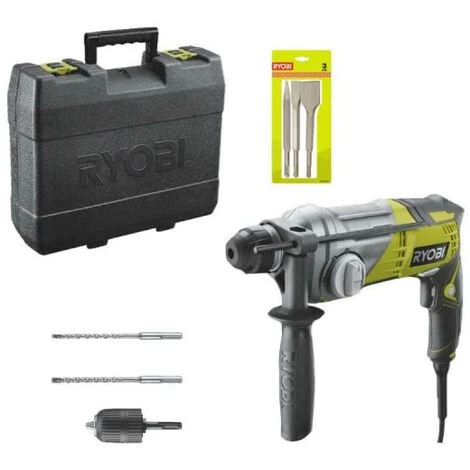 Pack Marteau Perforateur RYOBI SDSPlus 680 W RSDS680-KA2 - Kit 3 Burins SDS+ RIOBY 1 Pointe - 1 Plat - 1 Bêche - RAKSPC03 3 Pack Marteau Perforateur RYOBI SDSPlus 680 W RSDS680-KA2 - Kit 3 Burins SDS+ RIOBY 1 Pointe - 1 Plat - 1 Bêche - RAKSPC03