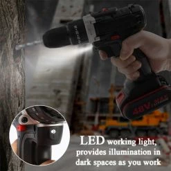 ONEVAN Perceuse à Percussion Sans Fil 25Nm 10mm 2-Speed Avec 2*98VF Batteries Et 24 Accessories, 3 Torque Stage Marteau Visseuse électrique -Perceuse Soldes 2022 48884708 3