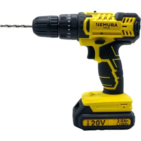 Perceuse à Percussion Sans Fil 20V Avec Batterie 2 Ah Li-ion Et Moteur Brushless - Lampe LED Et Chargeur - Nemura 4 Perceuse à Percussion Sans Fil 20V Avec Batterie 2 Ah Li-ion Et Moteur Brushless - Lampe LED Et Chargeur - Nemura – Image 2