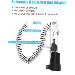 SUPERSELLER Accessoire Pour Une Perceuse Adaptateur De Pistolet à Ongles à Chaîne Automatique Fixation De Perceuse électrique Avec Vis Outil De Travail Du Bois Tournevis à Alimentation Automatique Adaptateur De Clou à Chaîne Pour Pistolet à Ongles Perceuse électrique -Perceuse Soldes 2022 49477261 2